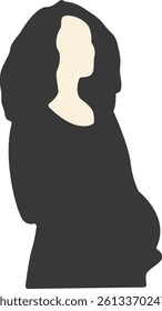 Silhouette of Pregnant Female. Vector Illustration on White Background.
