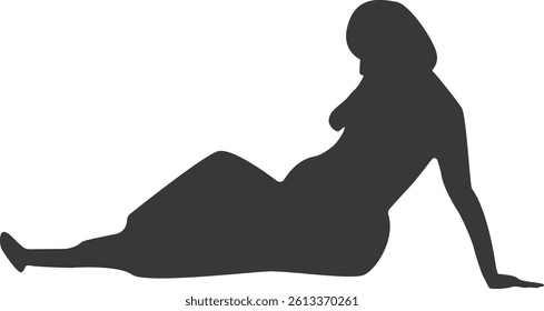 Silhouette of Pregnant Female. Vector Illustration on White Background.