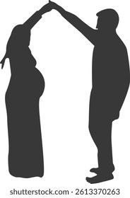 Silhouette of Pregnant Female. Vector Illustration on White Background.