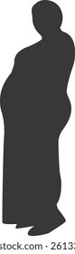 Silhouette of Pregnant Female. Vector Illustration on White Background.