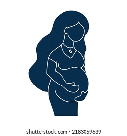 Silhouette Pregnant Girl Long Hair Simple Stock Vector (Royalty Free ...