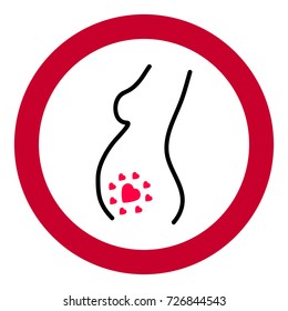 Silhouette of a pregnant girl, red sign, vector