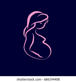 Silhouette of the pregnant girl vector