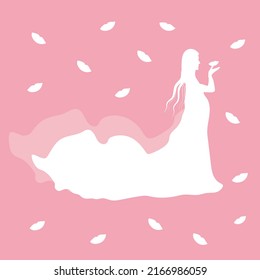 Silhouette of a pregnant girl.Kiss day.
