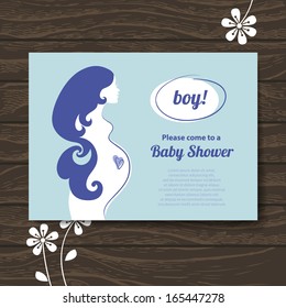 Silhouette pregnant mother. Baby shower invitation