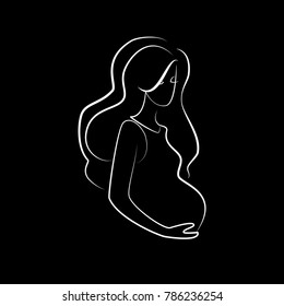 
silhouette of the pregnant vector
