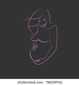 silhouette of the pregnant vector