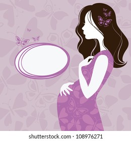 Silhouette of pregnant woman  	