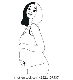  Silhouette of a pregnant woman.