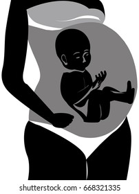 silhouette pregnant woman of baby