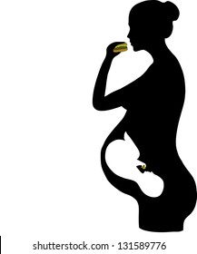 Silhouette of pregnant woman with baby inside