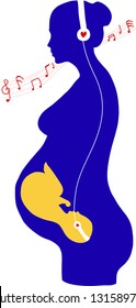 Silhouette of pregnant woman with baby inside