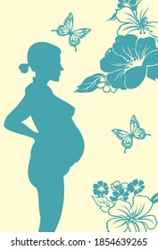 Silhouette of pregnant woman background for advertising