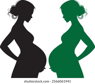 Silhouette of a pregnant woman. Pregnant woman black vector icon isolated on white background
