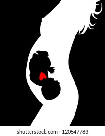 silhouette of a pregnant woman and a child