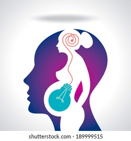 silhouette of pregnant woman with creative idea