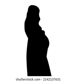 Silhouette of a pregnant woman. Expectant mother hugs her belly. Vector illustration isolated on white background