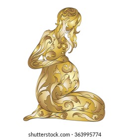 silhouette of a pregnant woman from flowers