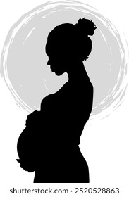 A Silhouette of a Pregnant Woman Gently Holding Her Belly, Symbolizing the Beauty of Motherhood and New Life. The Abstract Background Adds Elegance to the Image.