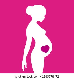 Silhouette of pregnant woman with heart