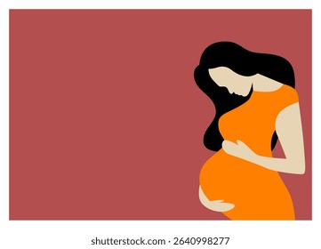 silhouette of pregnant woman with heart, mother and baby