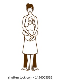 silhouette of pregnant woman with husband standing