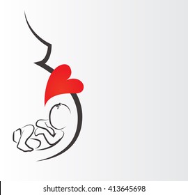 silhouette pregnant woman  illustration . poster and logo design