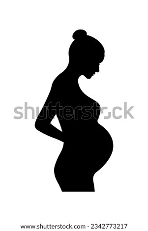 Silhouette of pregnant woman isolated on white background. 