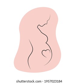 Silhouette of pregnant woman. Line art