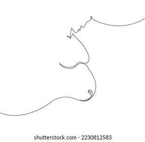 Silhouette of a pregnant woman one line art. Continuous line drawing of pregnancy, motherhood, preparation for childbirth, preparation for motherhood, skin care, relaxation.