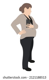 silhouette of a pregnant woman with a phone taking a photo 