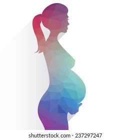 Silhouette of pregnant woman, polygonal illustration