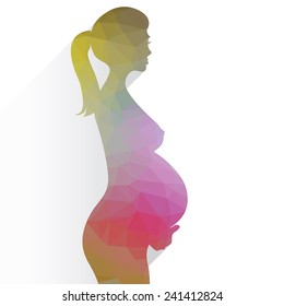 Silhouette of pregnant woman, polygonal illustration