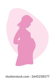 Silhouette of a pregnant woman in profile. Vector graphics.