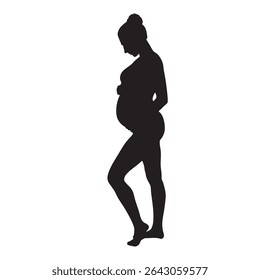 Silhouette of Pregnant Woman Standing in Profile