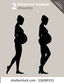 Silhouette of pregnant woman in two poses