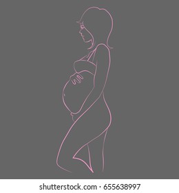 Silhouette of pregnant woman vector