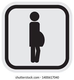 Silhouette of pregnant woman. Vector icon. Gray and black frame