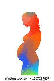 The silhouette of a pregnant woman. Vector illustration