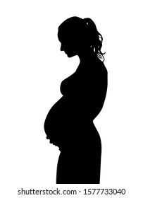 The silhouette of a pregnant woman. Vector illustration