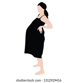 Silhouette of the pregnant woman vector, isolated on white background.  Elegant pregnant woman active life. - Vector