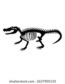 Silhouette of a Prehistoric Alligator Skeleton