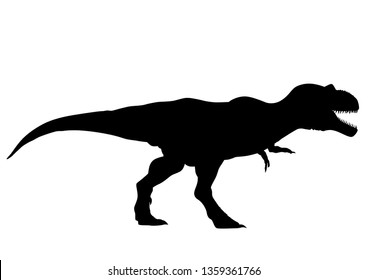 Silhouette of a prehistoric large dinosaur on a white background