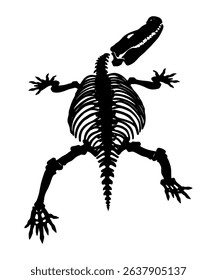 Silhouette of a Prehistoric Reptile Skeleton in Dorsal View