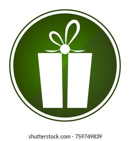 Silhouette of a present isolated on a button, Vector illustration