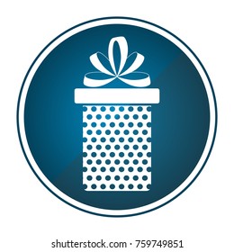 Silhouette of a present isolated on a button, Vector illustration