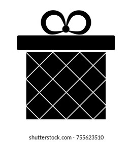 Silhouette of a present isolated on white background, Vector illustration