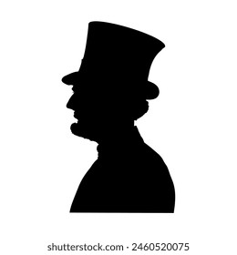 Silhouette of president Abraham Lincoln in top hat in profile	