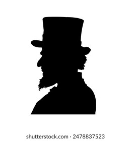 Silhouette von Präsident Abraham Lincoln im Top-Hut im Profil	