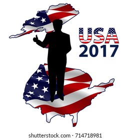 The silhouette of the President on the USA map